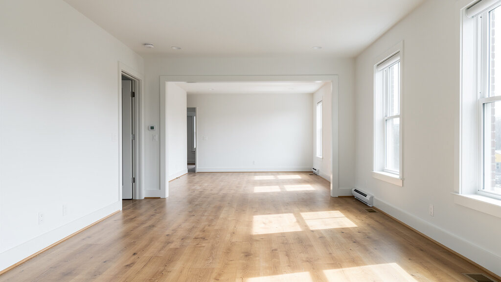 Apartment being cleared with items sorted for donation and recycling