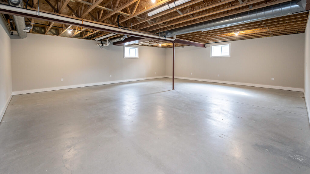 Cleared basement space ready for renovation or repurposing after professional cleanout