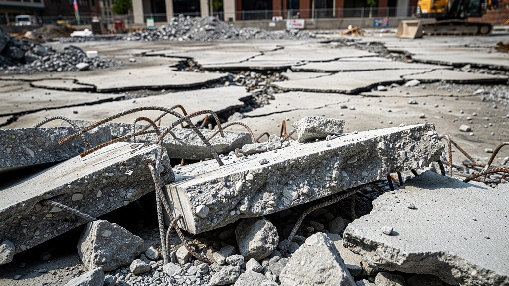Concrete demolition equipment breaking up driveway
