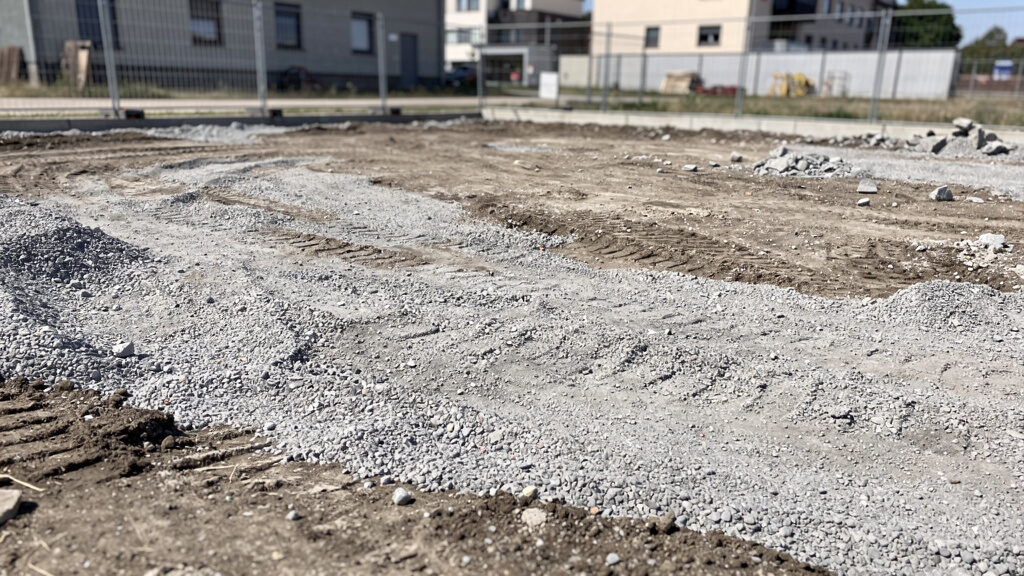 Recycling crushed concrete debris from demolition project