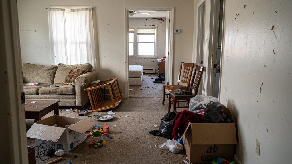 Professional crew clearing vacant eviction property