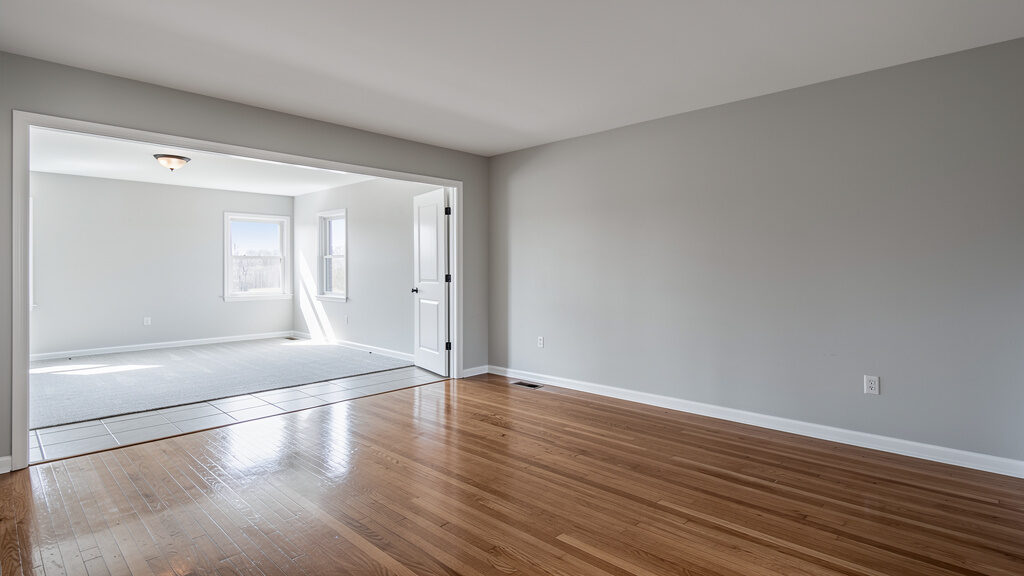 Empty, cleared foreclosure property ready for bank inspection and processing