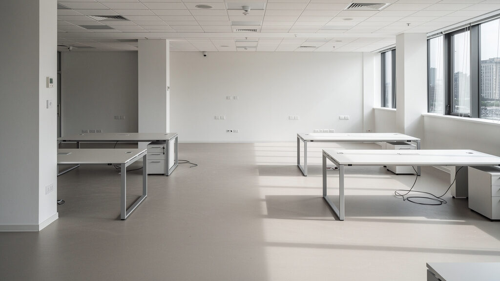 Office furniture and equipment loaded into removal truck