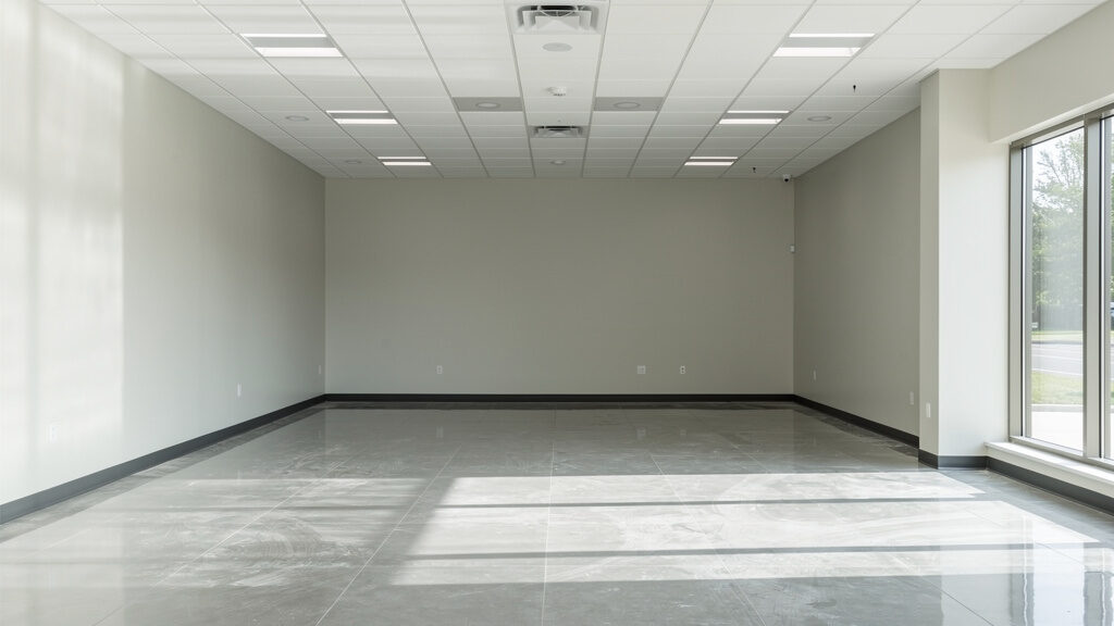 Retail checkout counter and POS system being removed from store